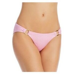 AQUA Swim Pink Textured Gold Color Ring Sides Bikini Swim Bottom Size Large